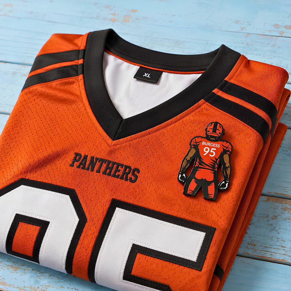 Personalized Football Player Pin Custom Name and Jersey Number Team Colors Game Day Keepsake