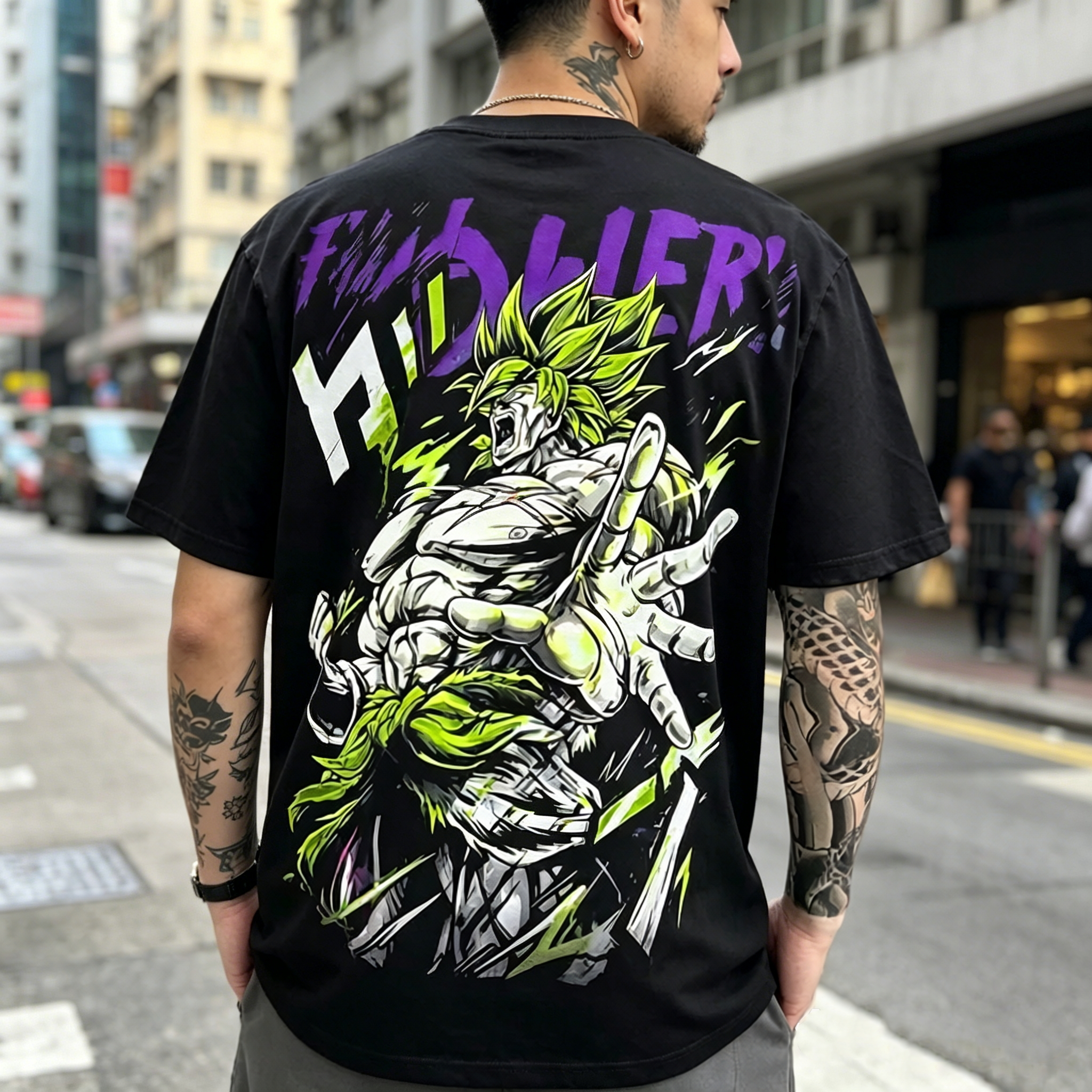 Neon Energy Berserker Muscle Warrior Graphic Oversized Black Streetwear T-Shirt