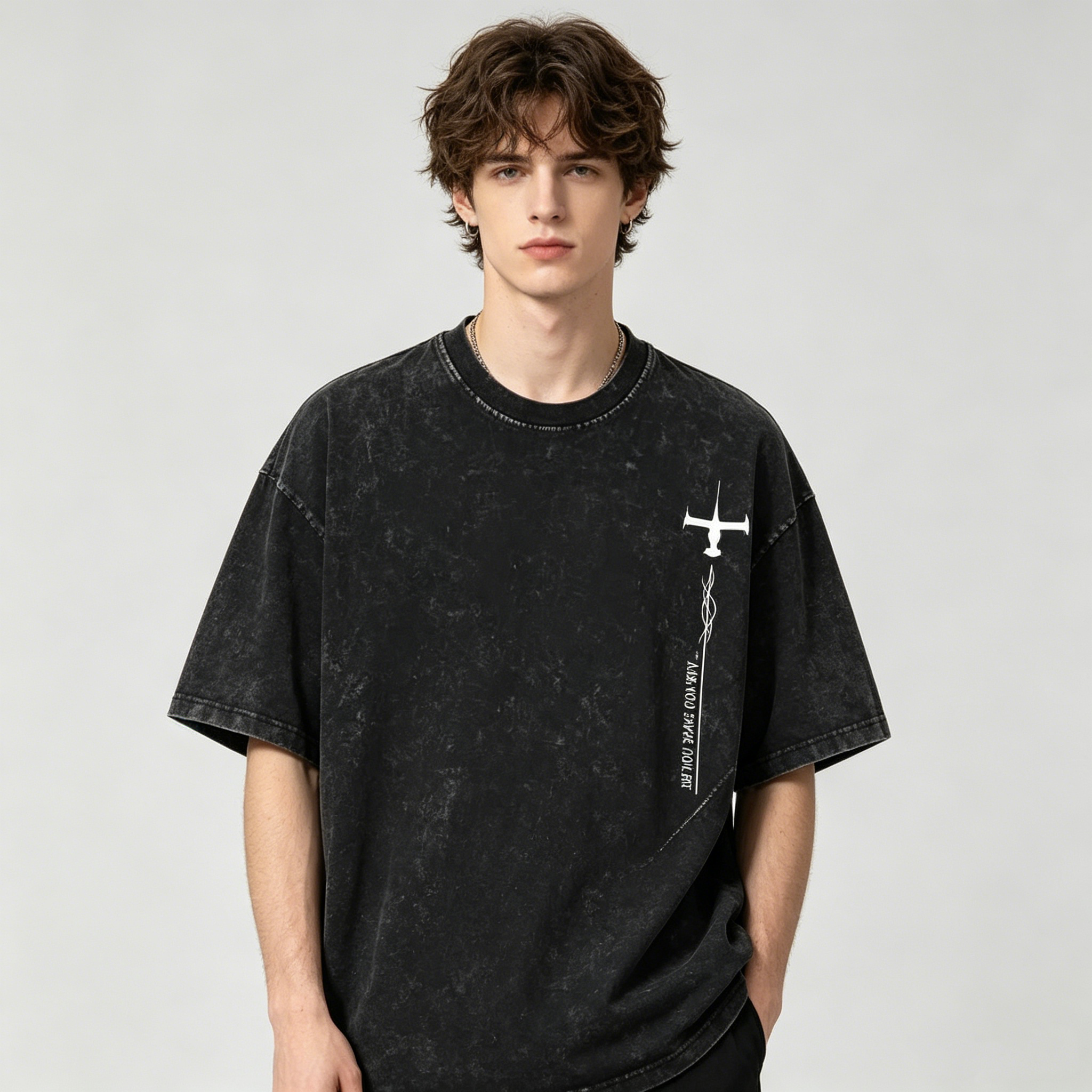 Retro Space Bounty Hunter Character Dual-Sided Graphic Oversized Streetwear T-Shirt