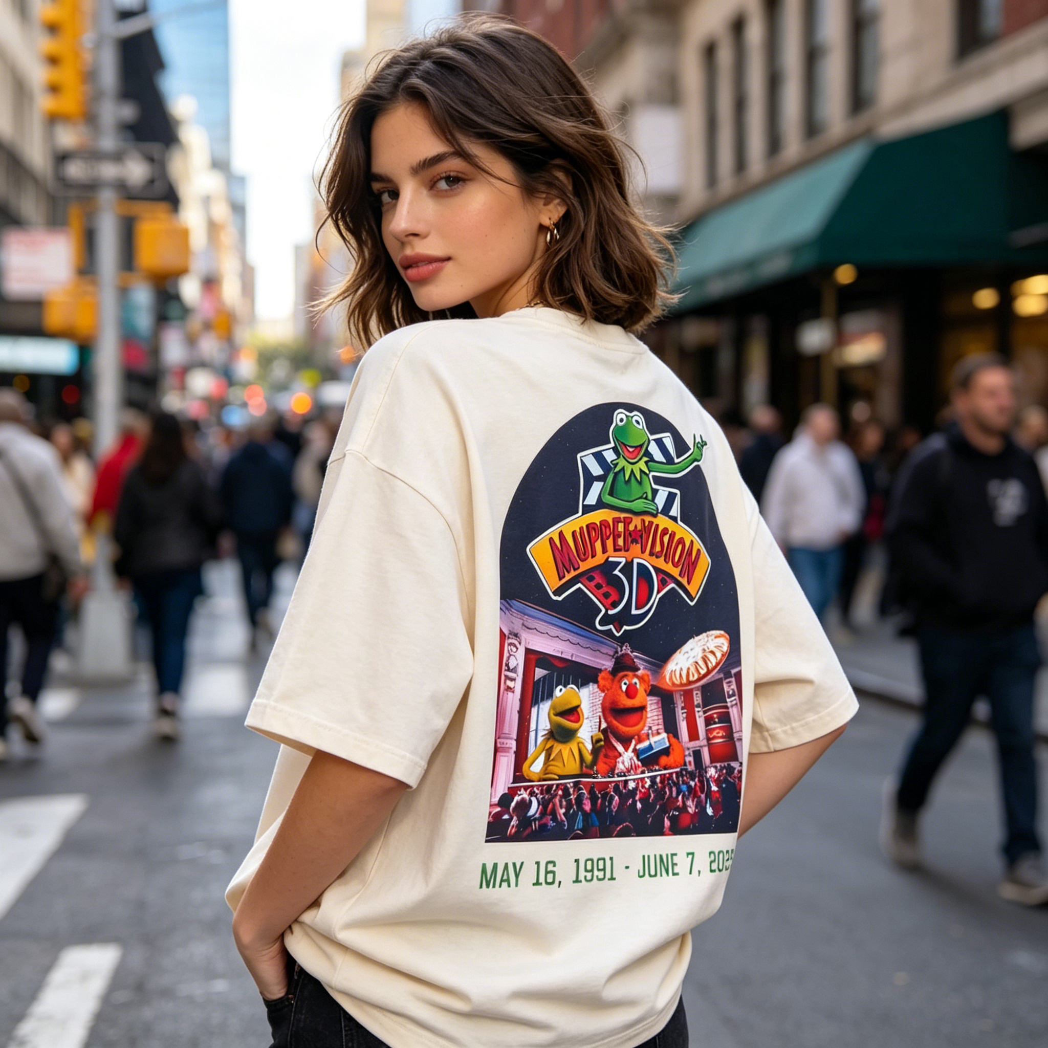 Retro Puppet Theater Graphic Oversized Streetwear T-Shirt – Back Print Streetwear Tee