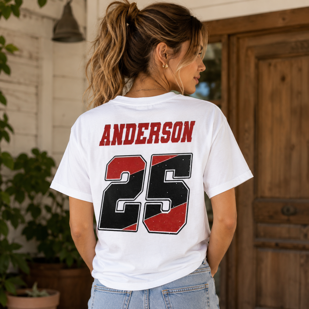 Personalized Football Girlfriend Sports T-Shirt – Custom Name & Number Game Day Tee