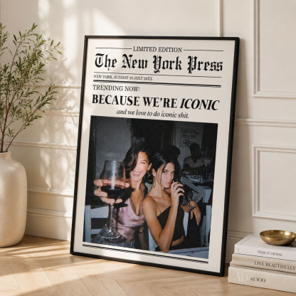 Personalized Newspaper Poster – Custom Photo Wall Art for Couples, Friends & Family, Unique Memory Gift