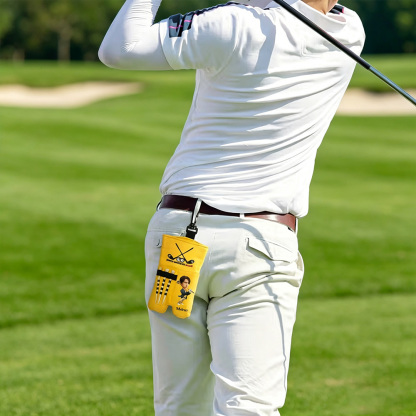 Personalized Cartoon Face Golf Ball Bag, Custom Photo Golf Ball Pouch with Name, Golf Gift for Golf Lovers