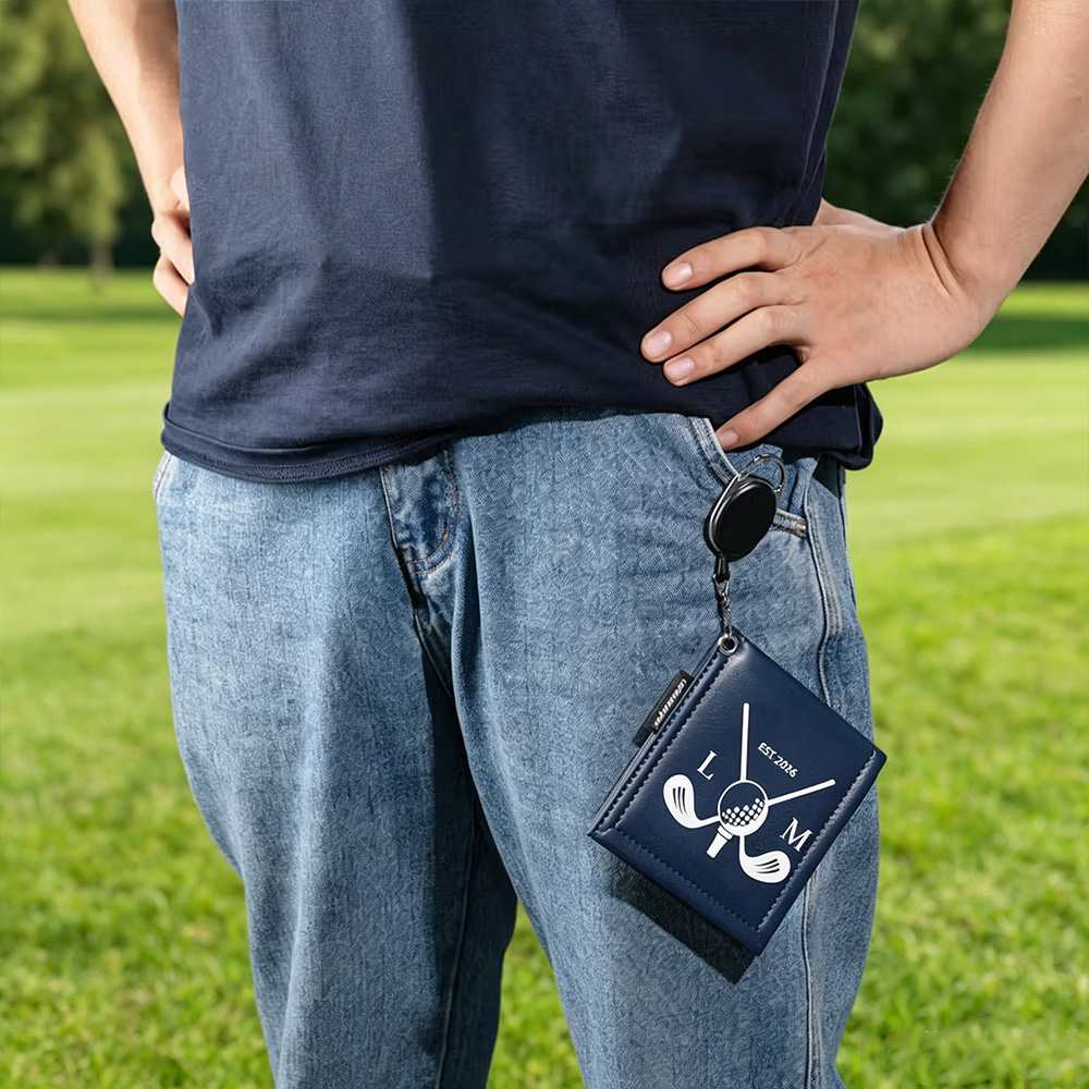 Personalized Leather Golf Towel with Retractable Clip & Golf Tees, Custom Absorbent Golf Towel, Gift for Golf Lovers