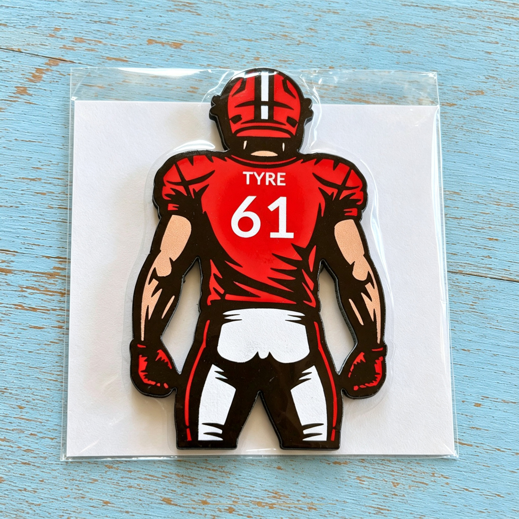 Personalized Football Player Pin Custom Name and Jersey Number Team Colors Game Day Keepsake