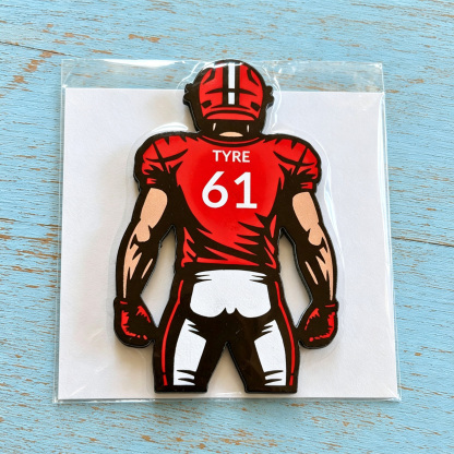 Personalized Football Player Pin Custom Name and Jersey Number Team Colors Game Day Keepsake