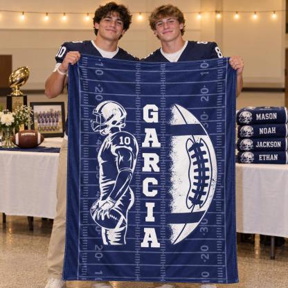 Personalized Senior Football Blanket – Custom Name & Jersey Number