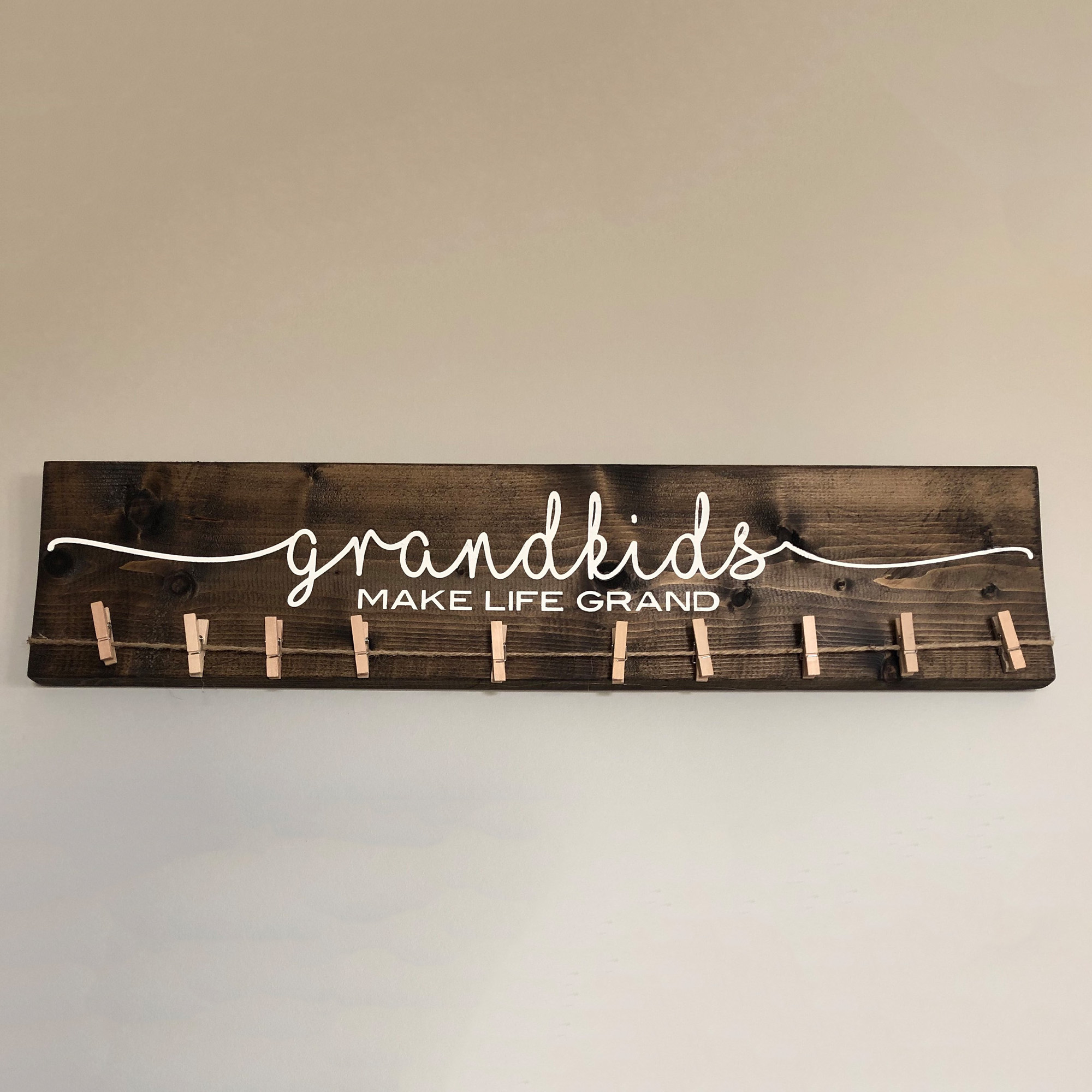 Personalized Grandkids Photo Display Wooden Sign Custom Grandchildren Names and Photos for Grandma and Grandpa