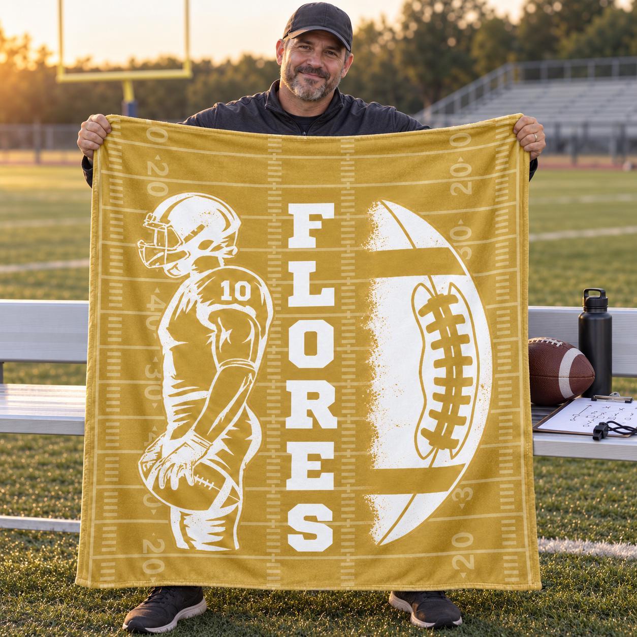 Personalized Senior Football Blanket – Custom Name & Jersey Number