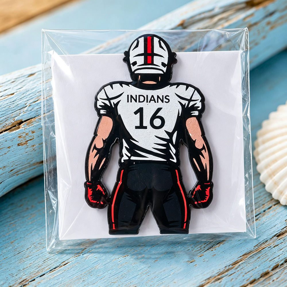 Personalized Football Player Pin Custom Name and Jersey Number Team Colors Game Day Keepsake