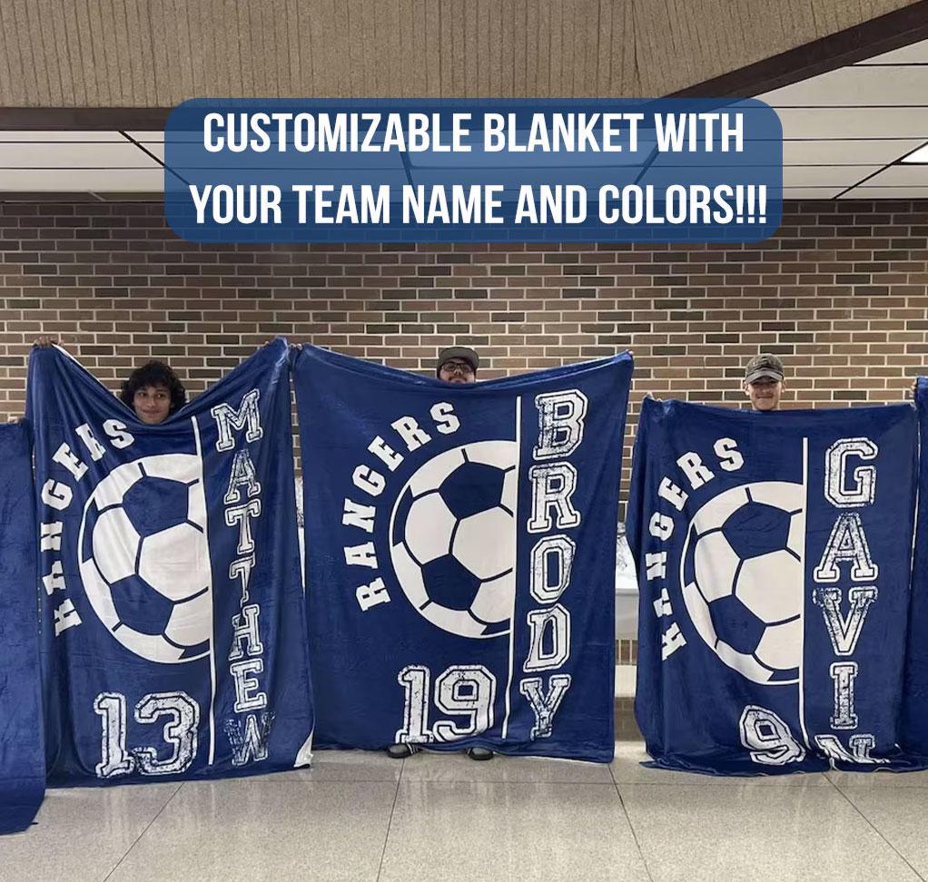 Personalized Soccer Blanket – Custom Team Name & Number