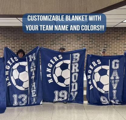 Personalized Soccer Blanket – Custom Team Name & Number