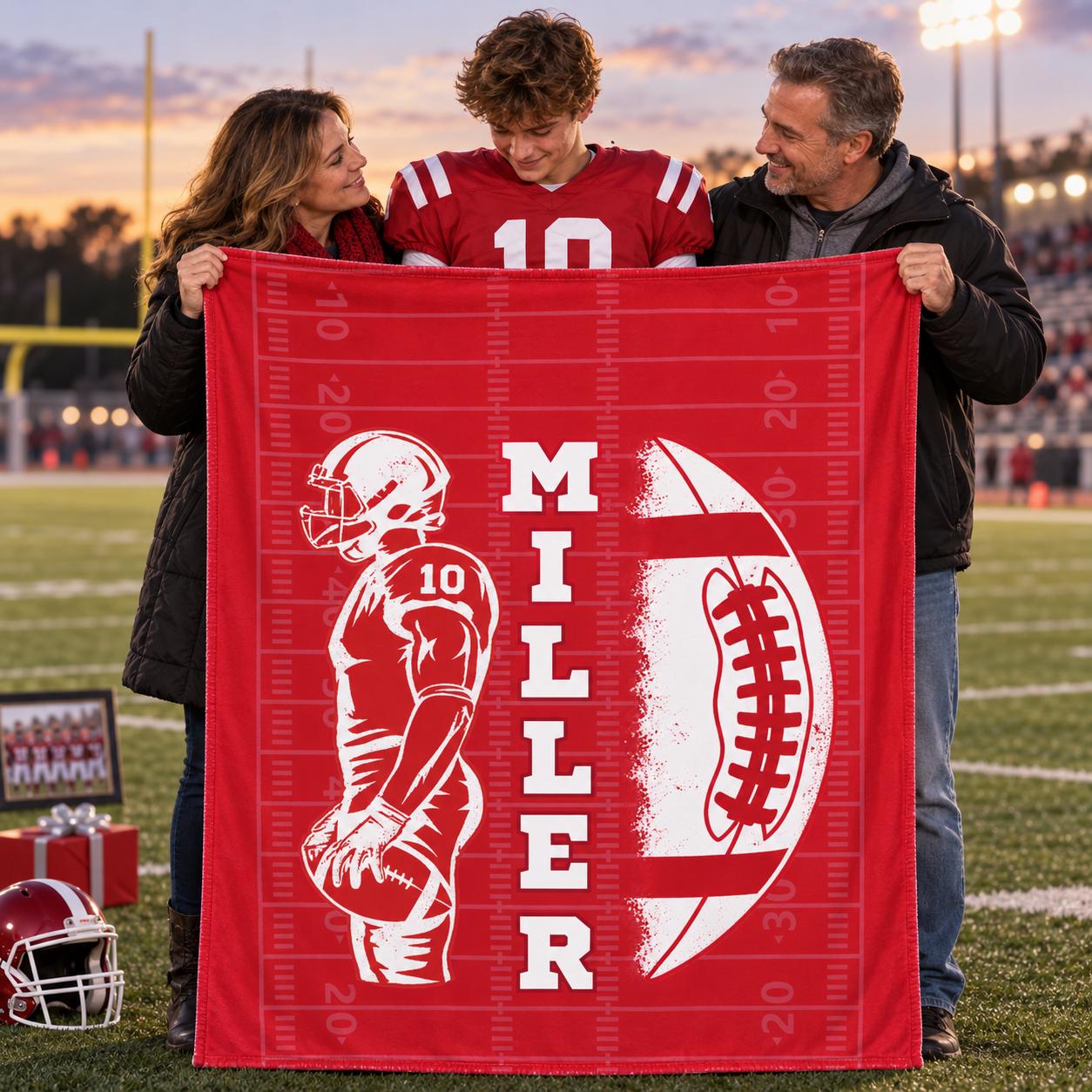 Personalized Senior Football Blanket – Custom Name & Jersey Number