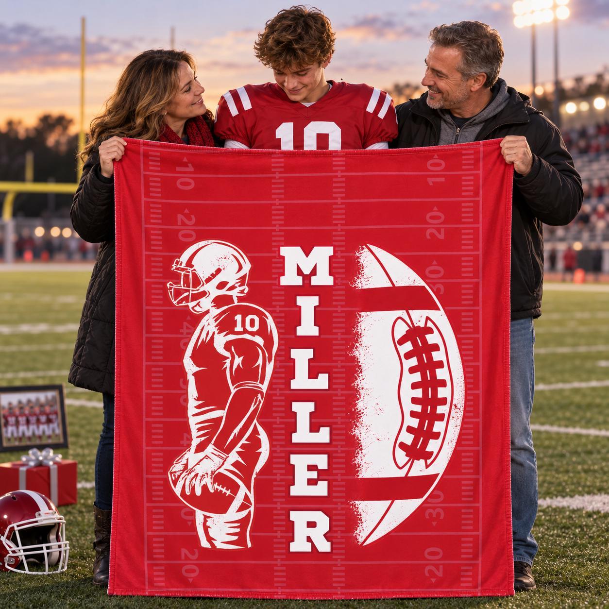 Personalized Senior Football Blanket – Custom Name & Jersey Number