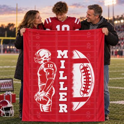 Personalized Senior Football Blanket – Custom Name & Jersey Number