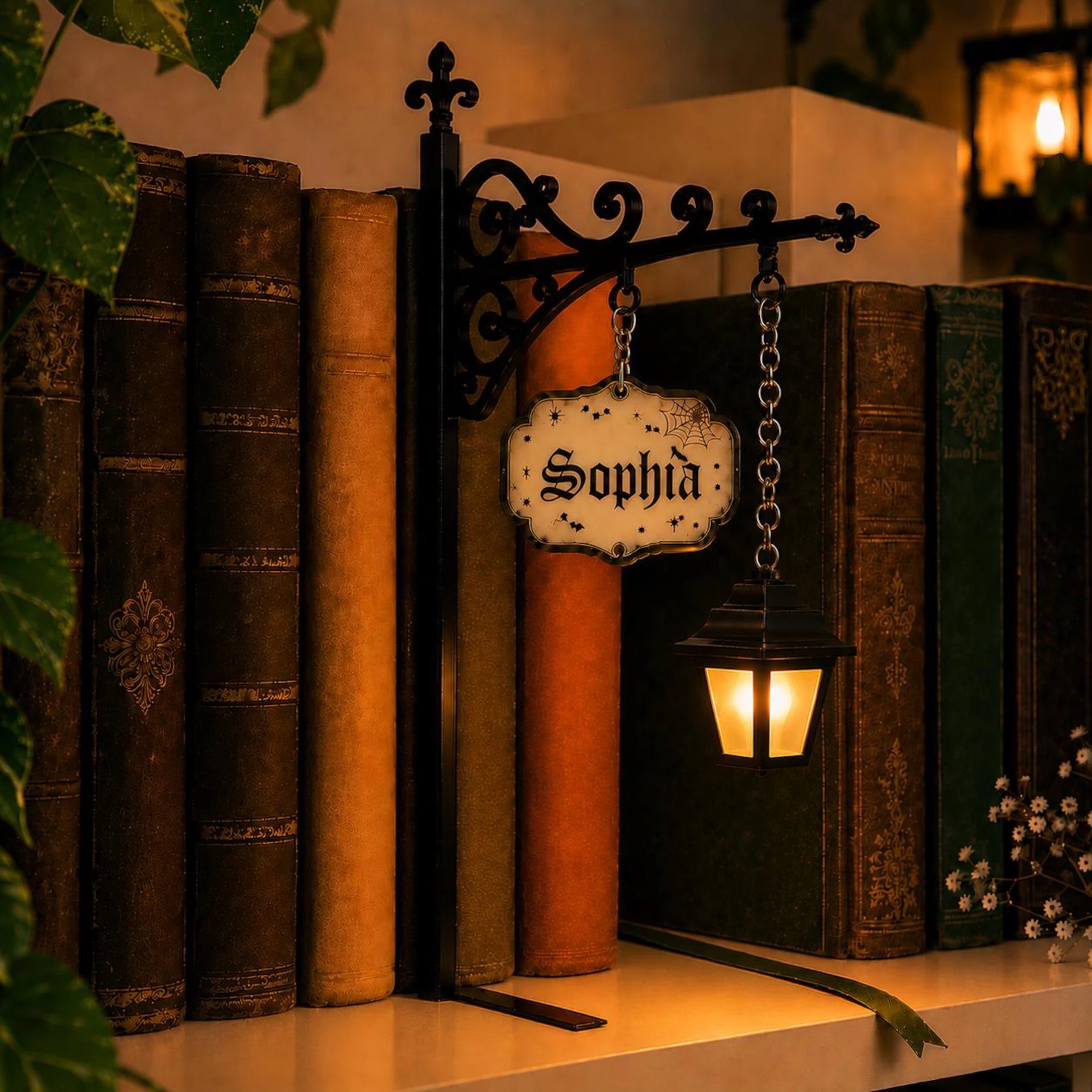 Personalized Book Lantern Lamp Custom Bookshelf Light for Book Lovers and Reading Nooks