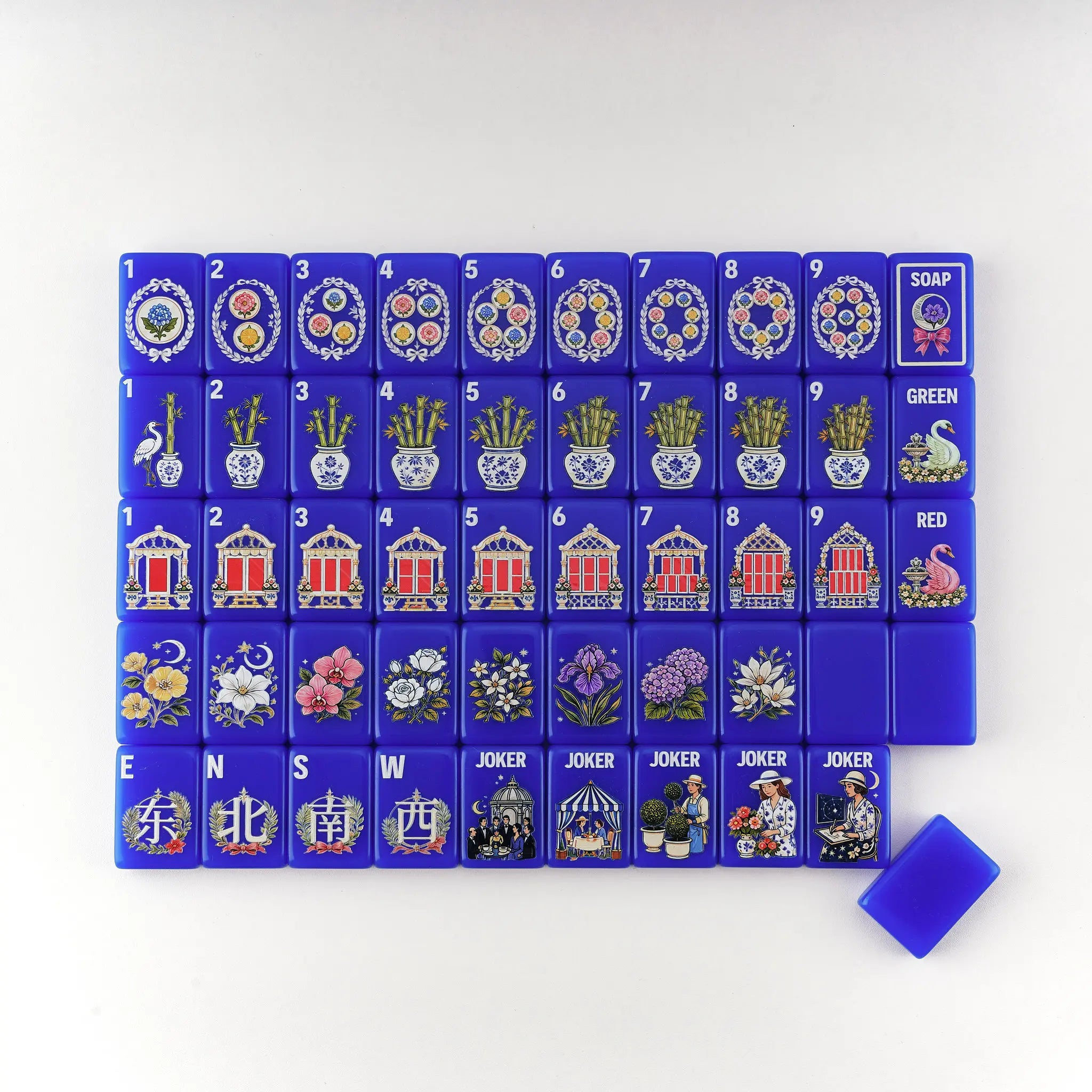 Cobalt Garden Mahjong Tiles product view 2