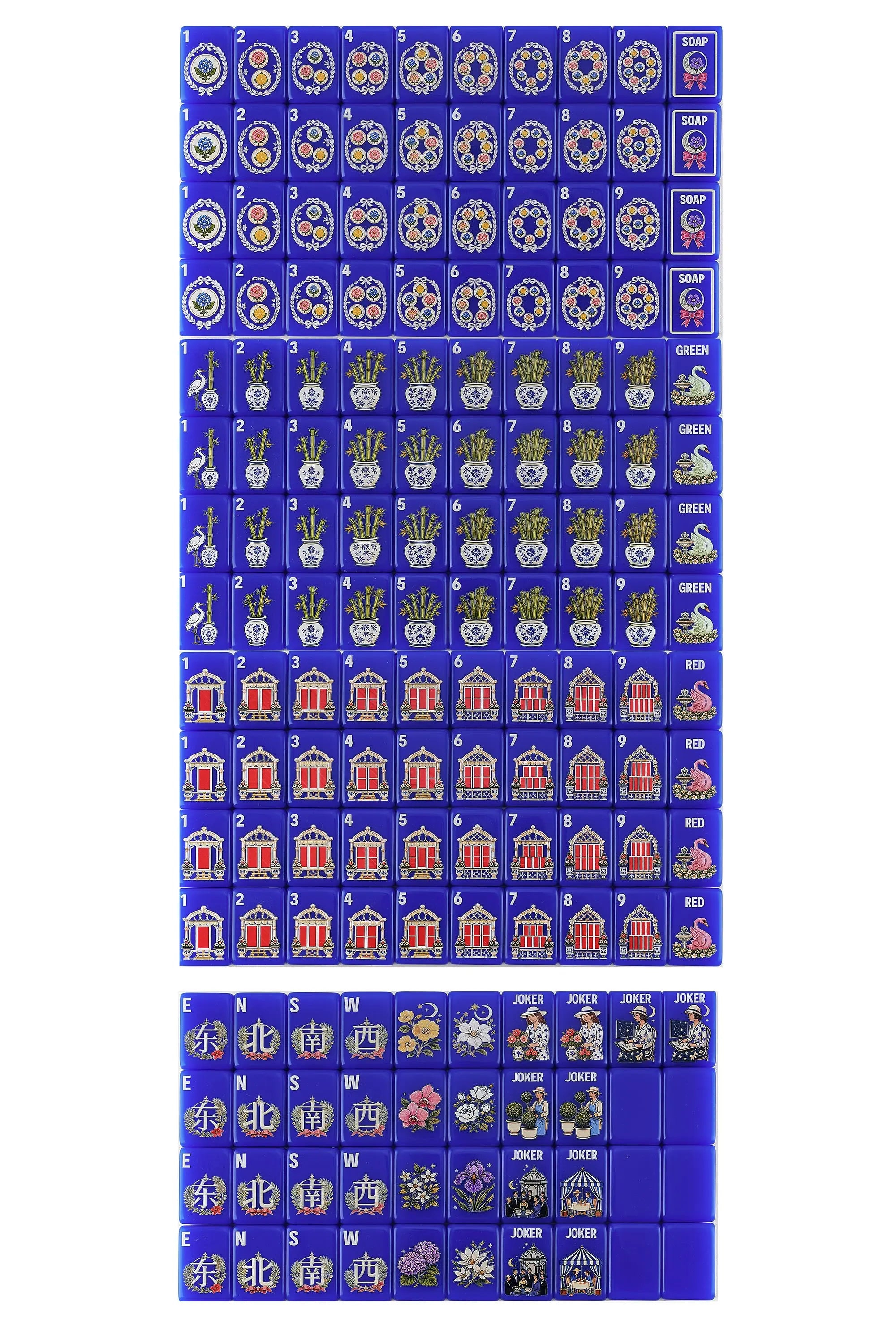 Cobalt Garden Mahjong Tiles product view 3