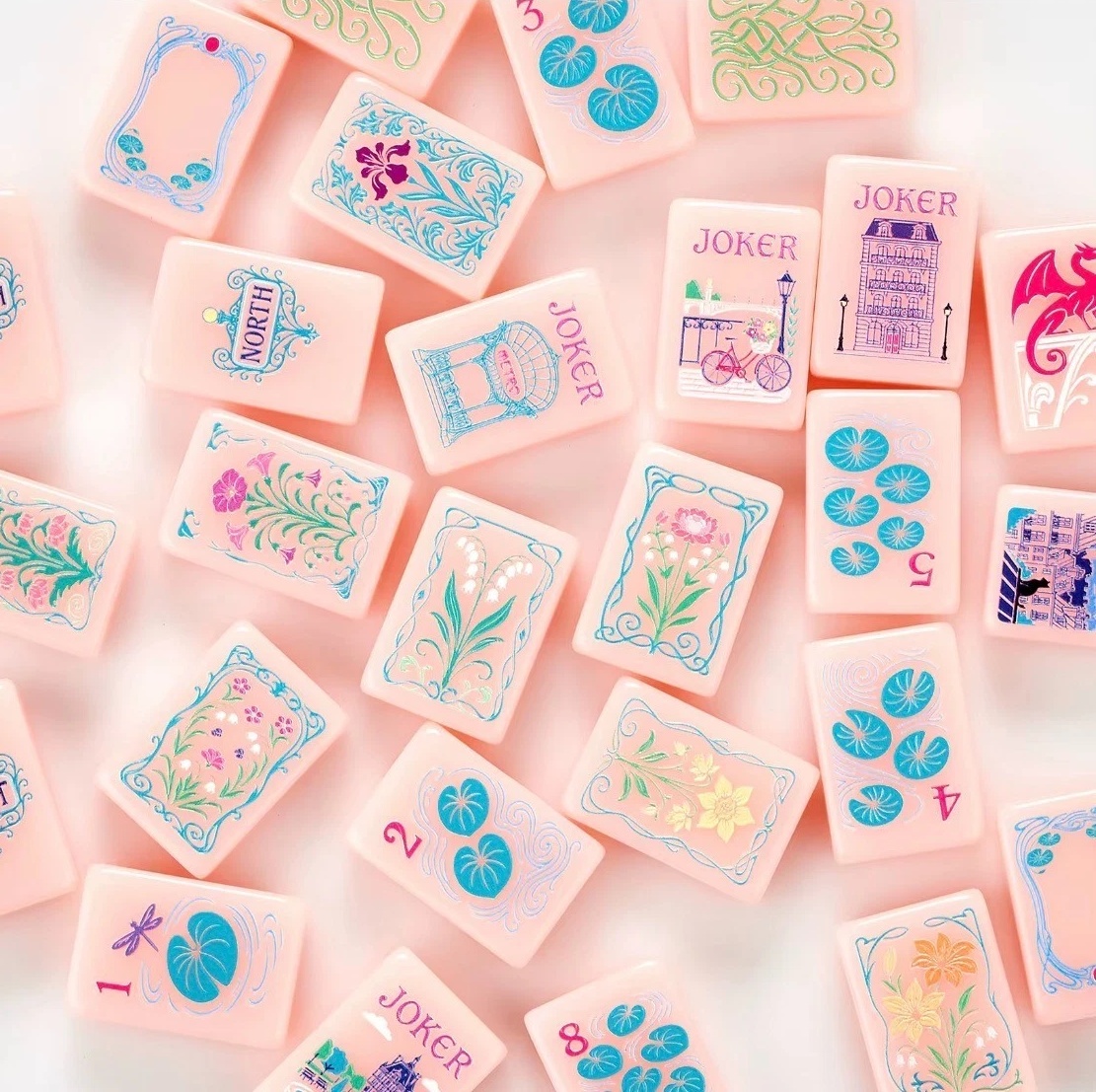 Pink Paris Mahjong Tiles by Mahjong At Four