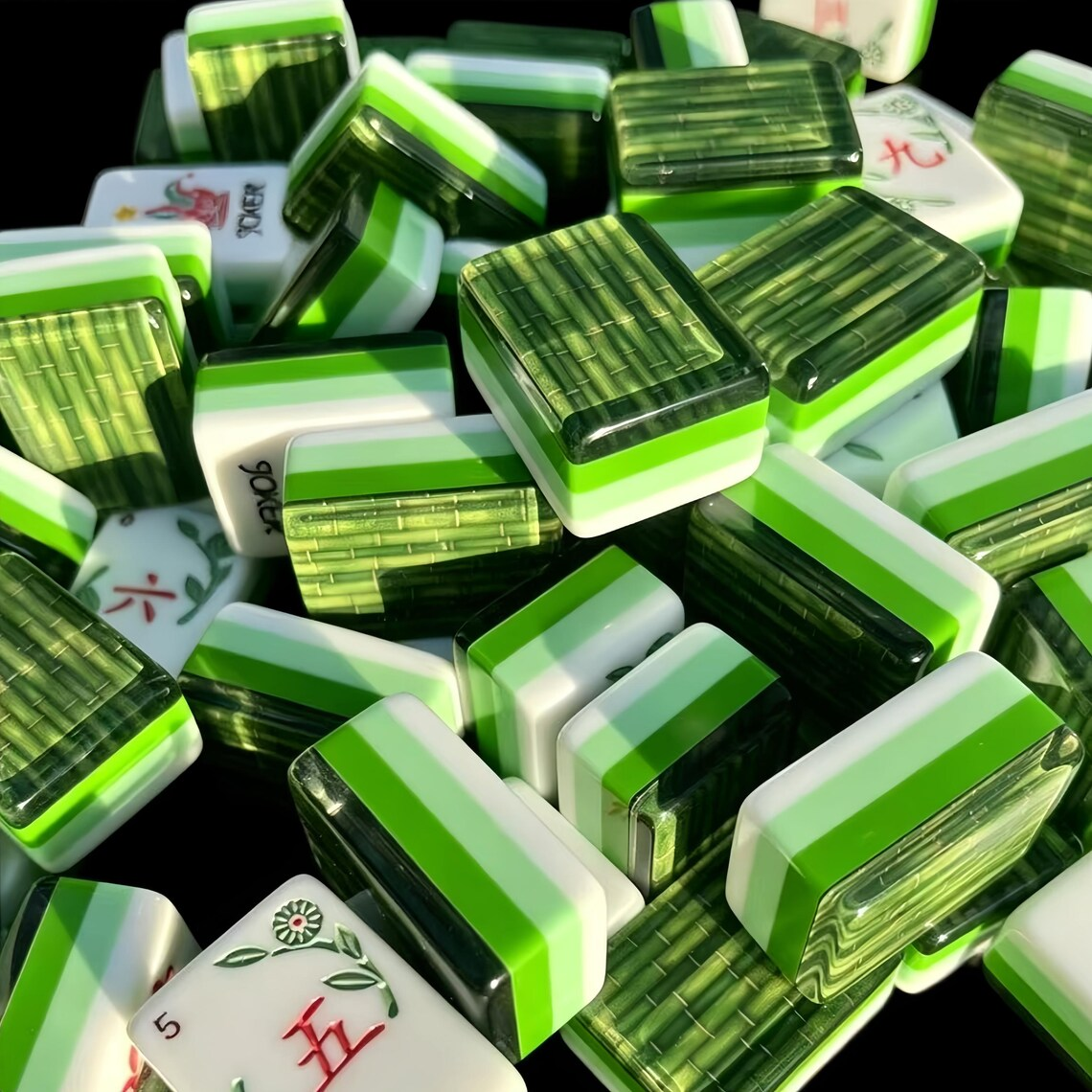 Green Bamboo Mahjong Tiles by Mahjong At Four