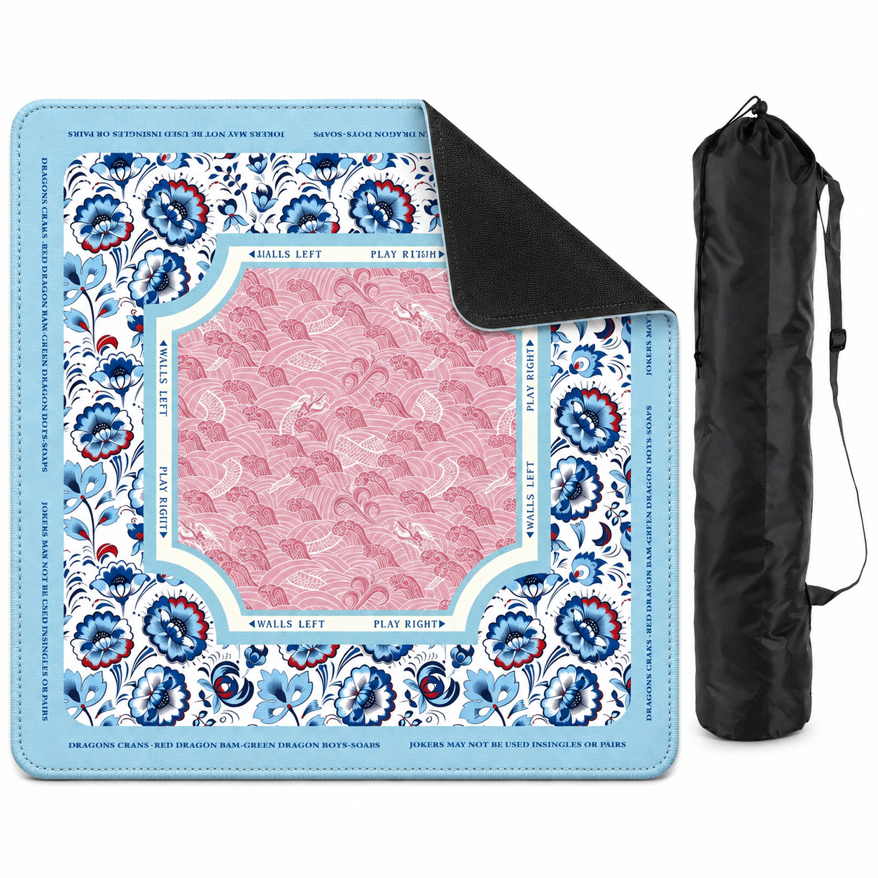 Blue Porcelain Crane Mahjong Mat by Mahjong At Four