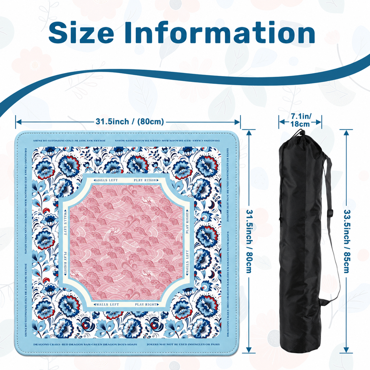 Blue Porcelain Crane Mahjong Mat product view 2