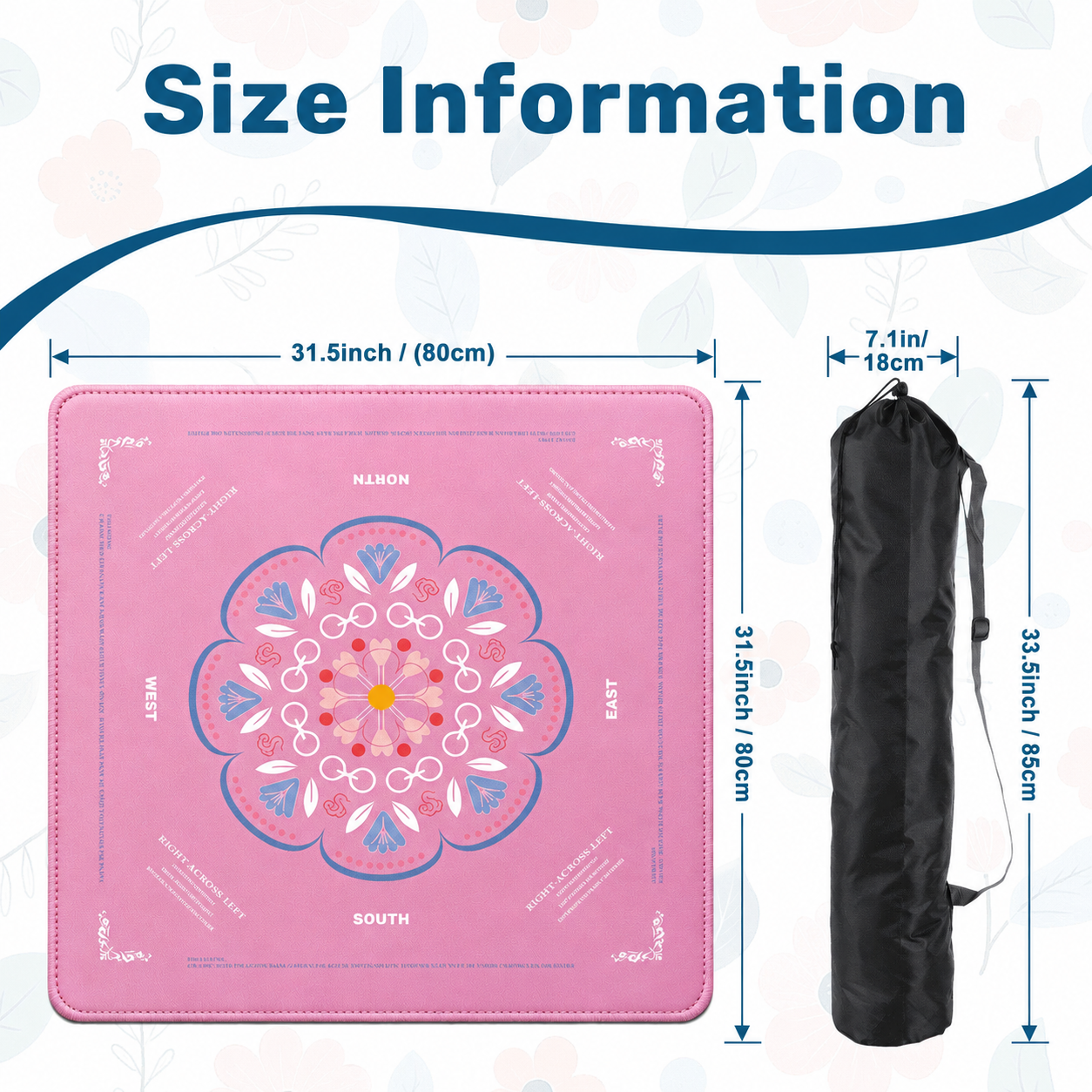 Pink Blossom Compass Mahjong Mat product view 2