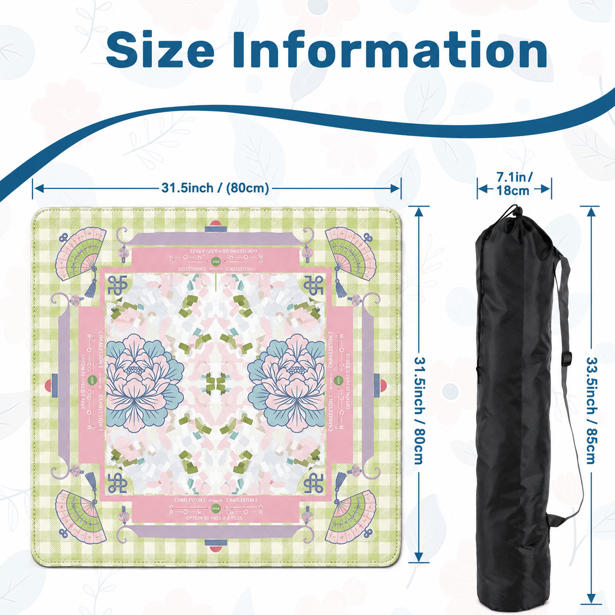 Gingham Peony Mahjong Mat product view 2
