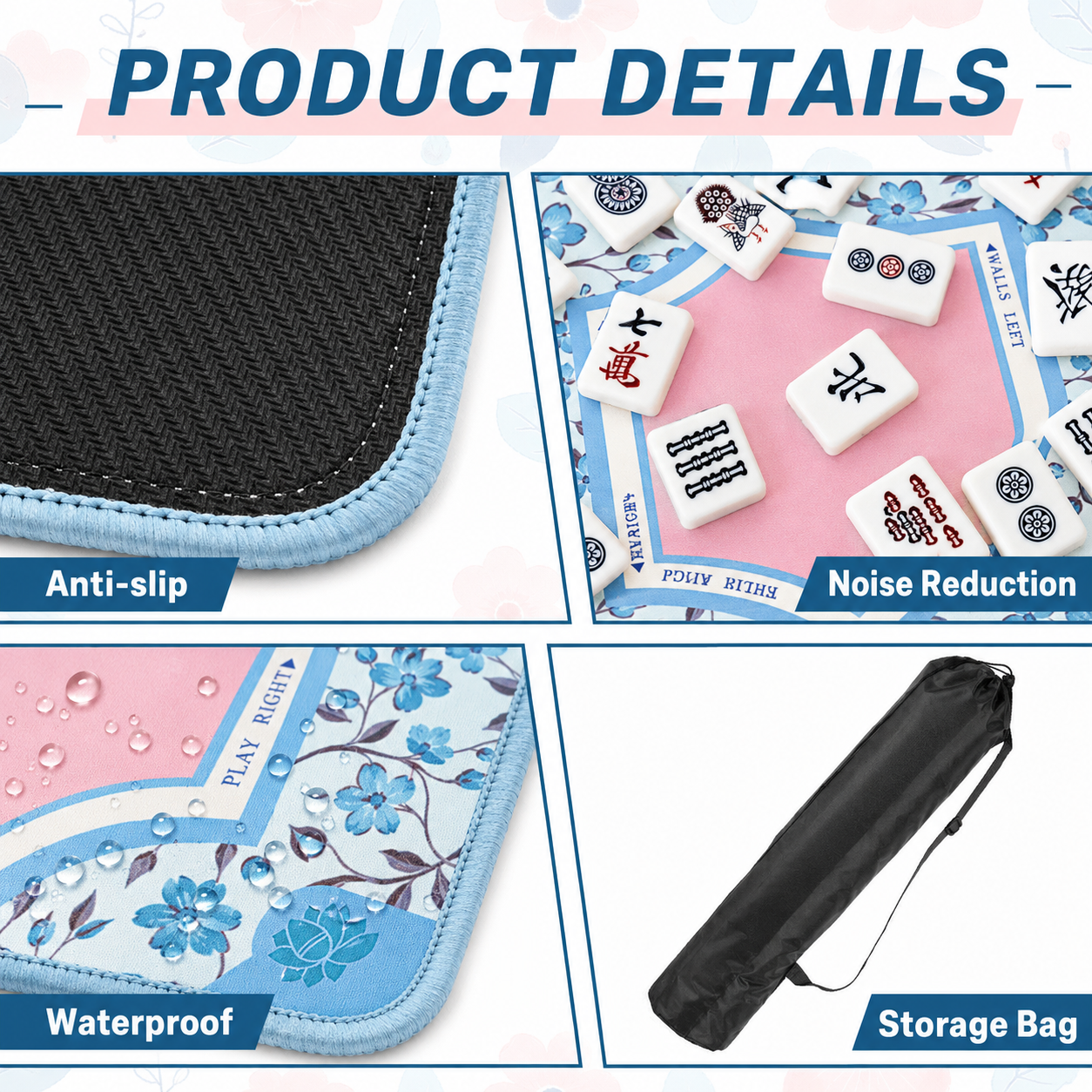 Blue Lotus Garden Mahjong Mat product view 3
