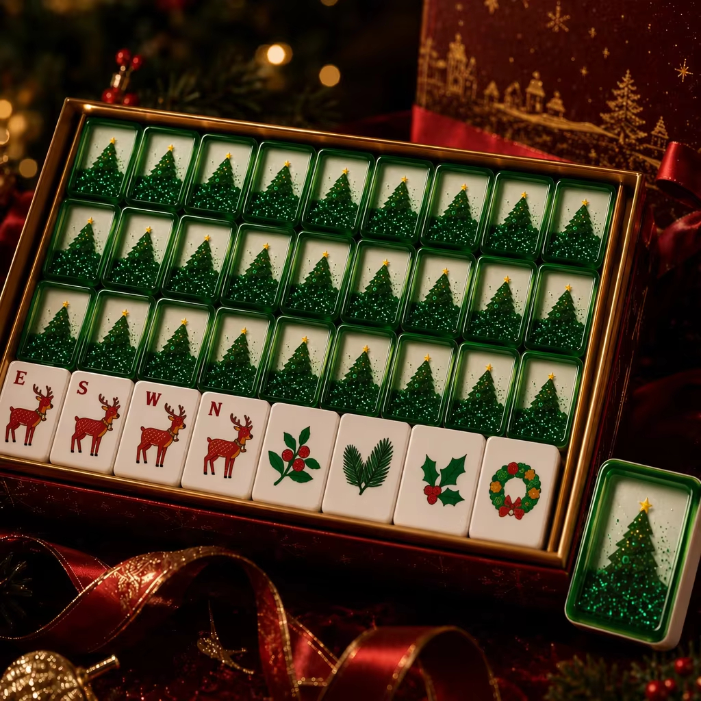 Green Christmas Glow Mahjong Tiles product image