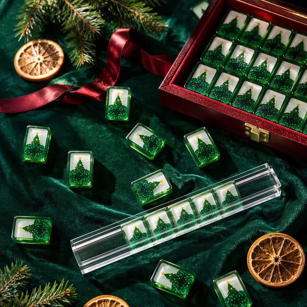 Green Christmas Glow Mahjong Tiles product image