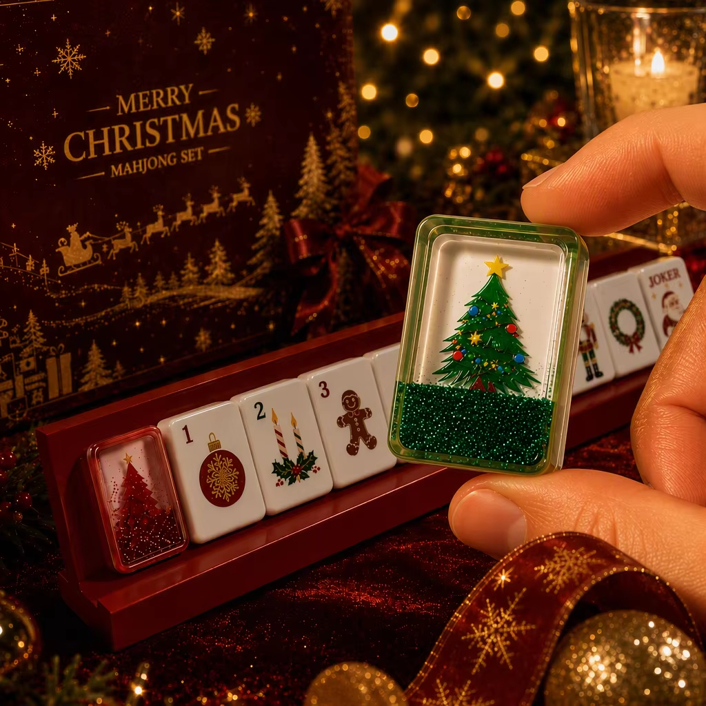 Green Christmas Glow Mahjong Tiles product image