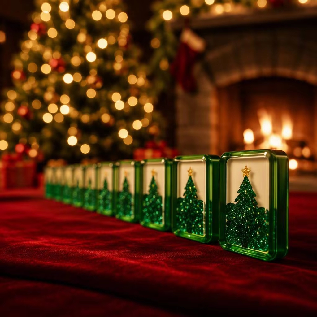 Green Christmas Glow Mahjong Tiles product image