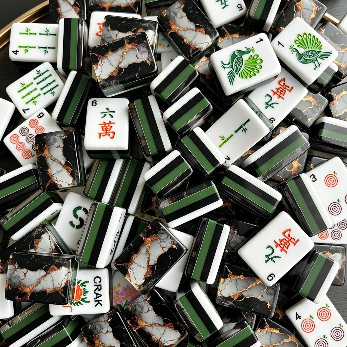 Black Gold Marble Mahjong Tiles by Mahjong At Four