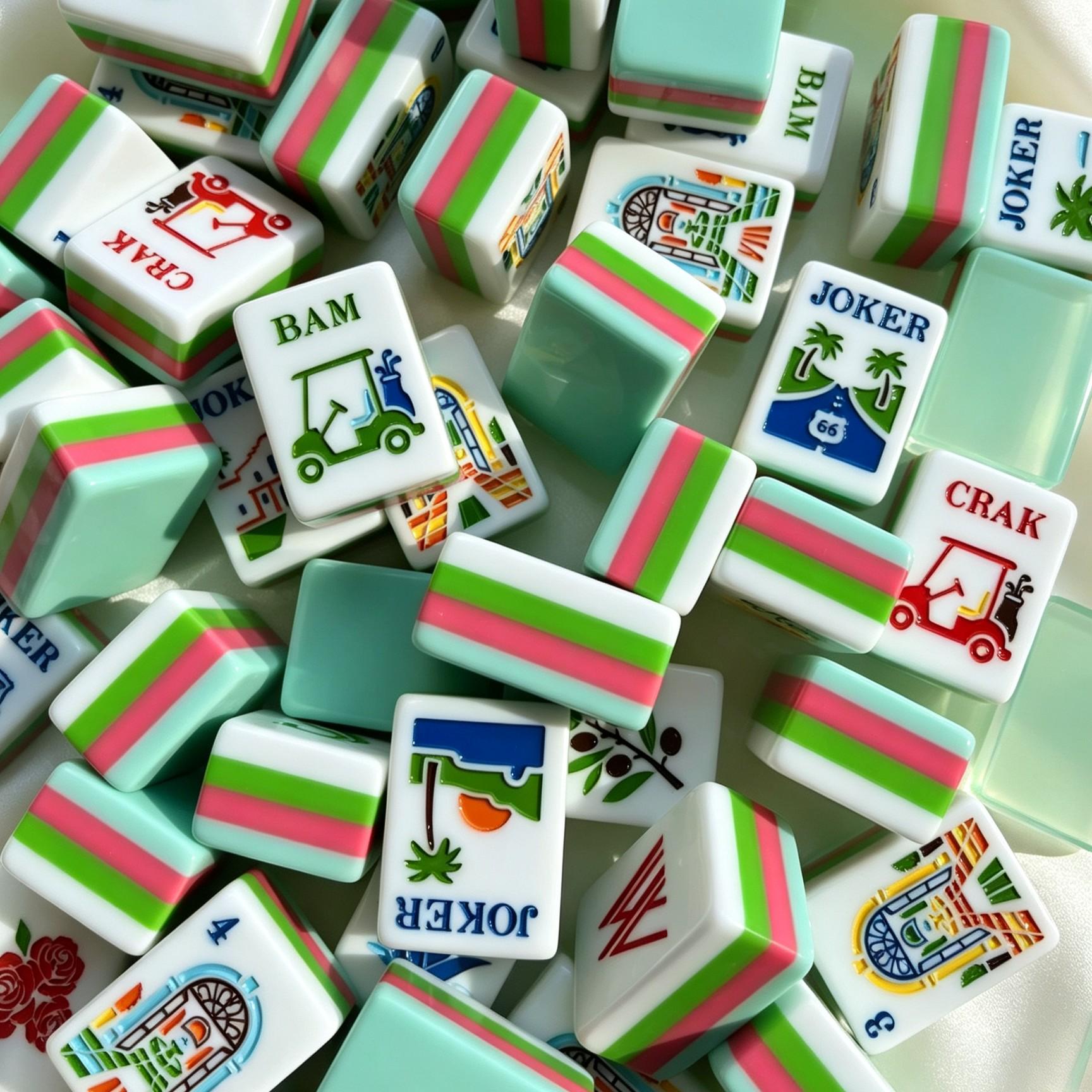Palm Springs Seafoam Mahjong Tiles by Mahjong At Four