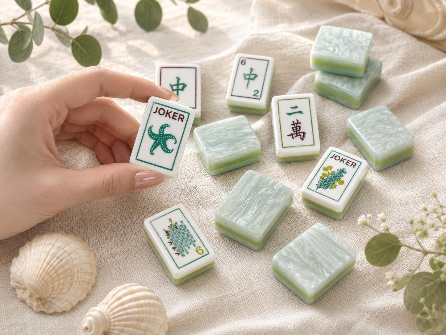 Sea Glass Green Mahjong Tiles product view 6
