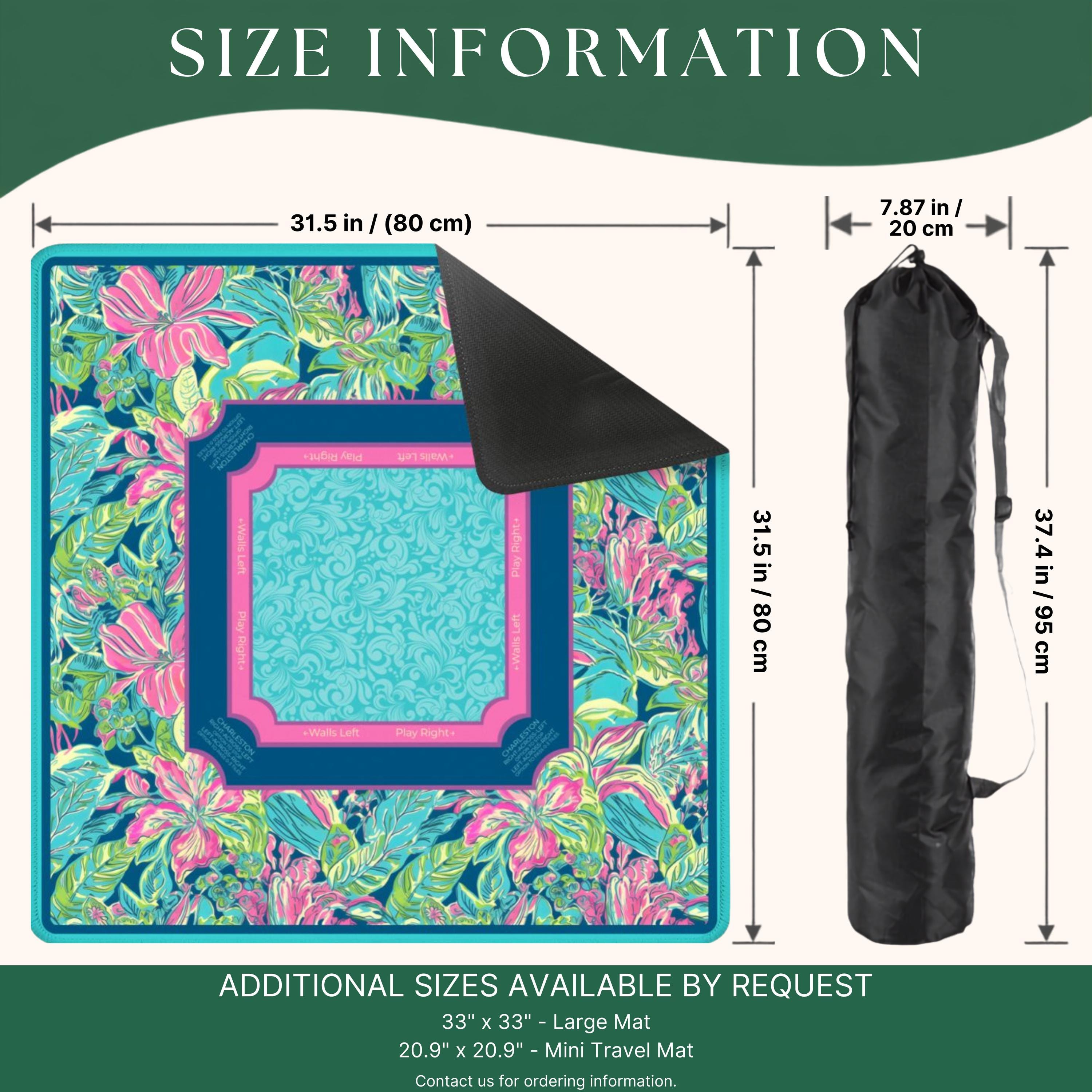 Preppy Teal Hibiscus Mahjong Mat product view 2