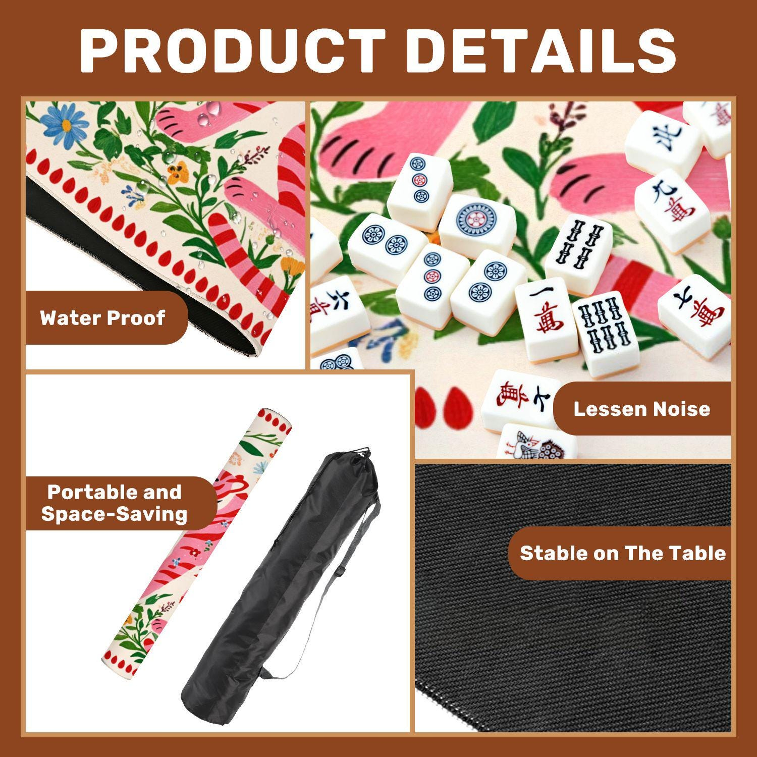 Preppy Chinoiserie Tiger Mahjong Mat product view 3