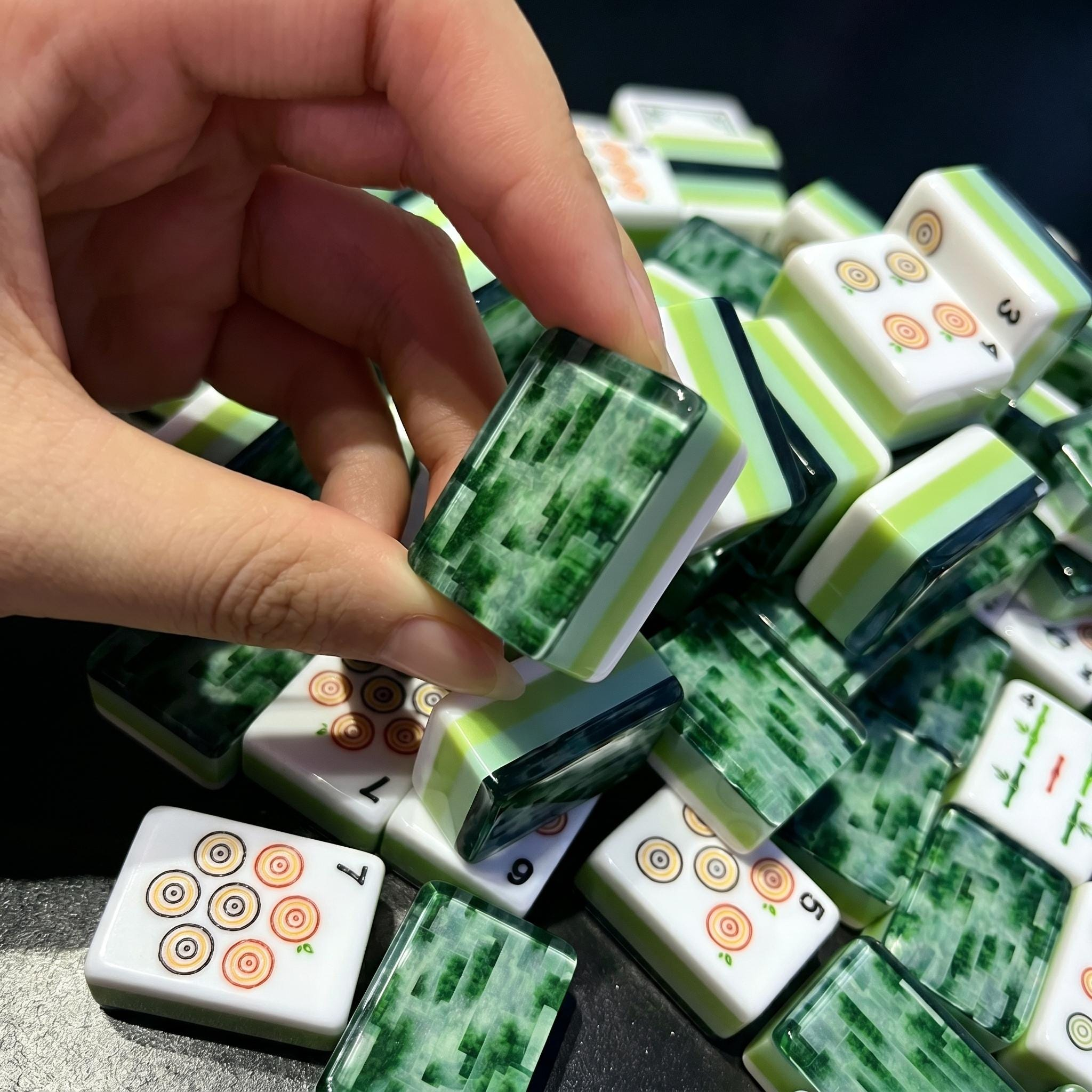 Ink Jade Bamboo Mahjong Tiles product view 2