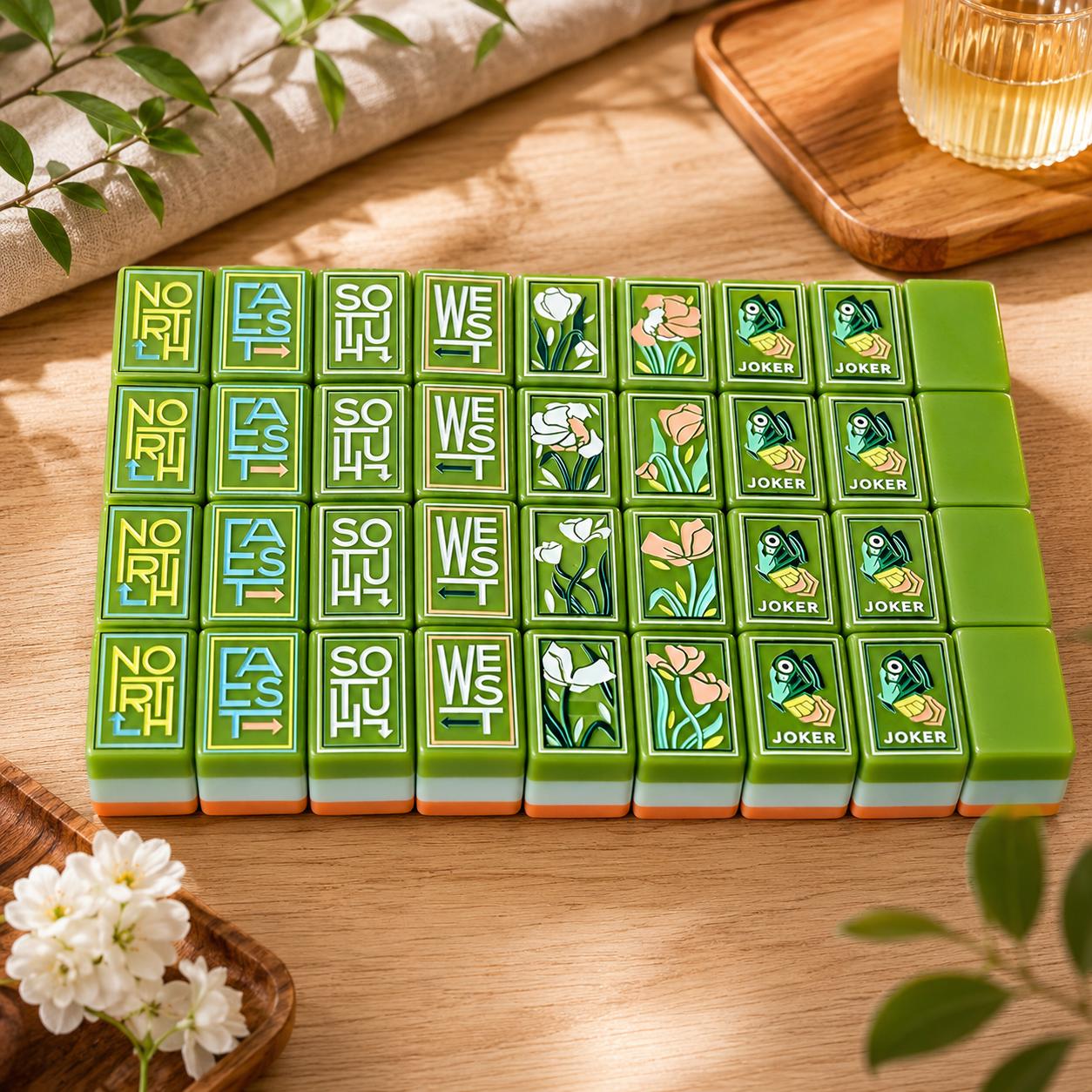 Jade Green Botanical Mahjong Tiles product view 7