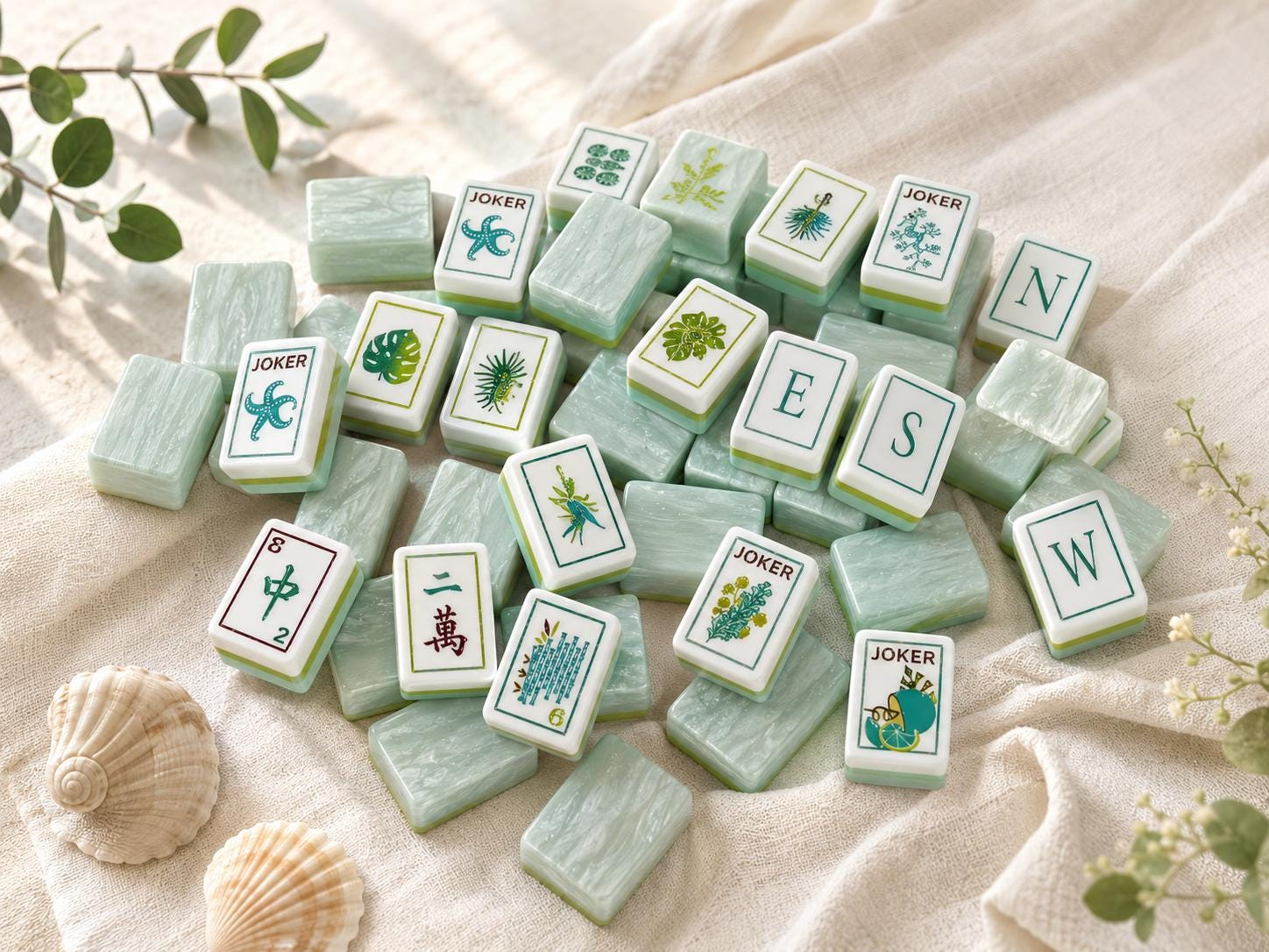 Sea Glass Green Mahjong Tiles by Mahjong At Four