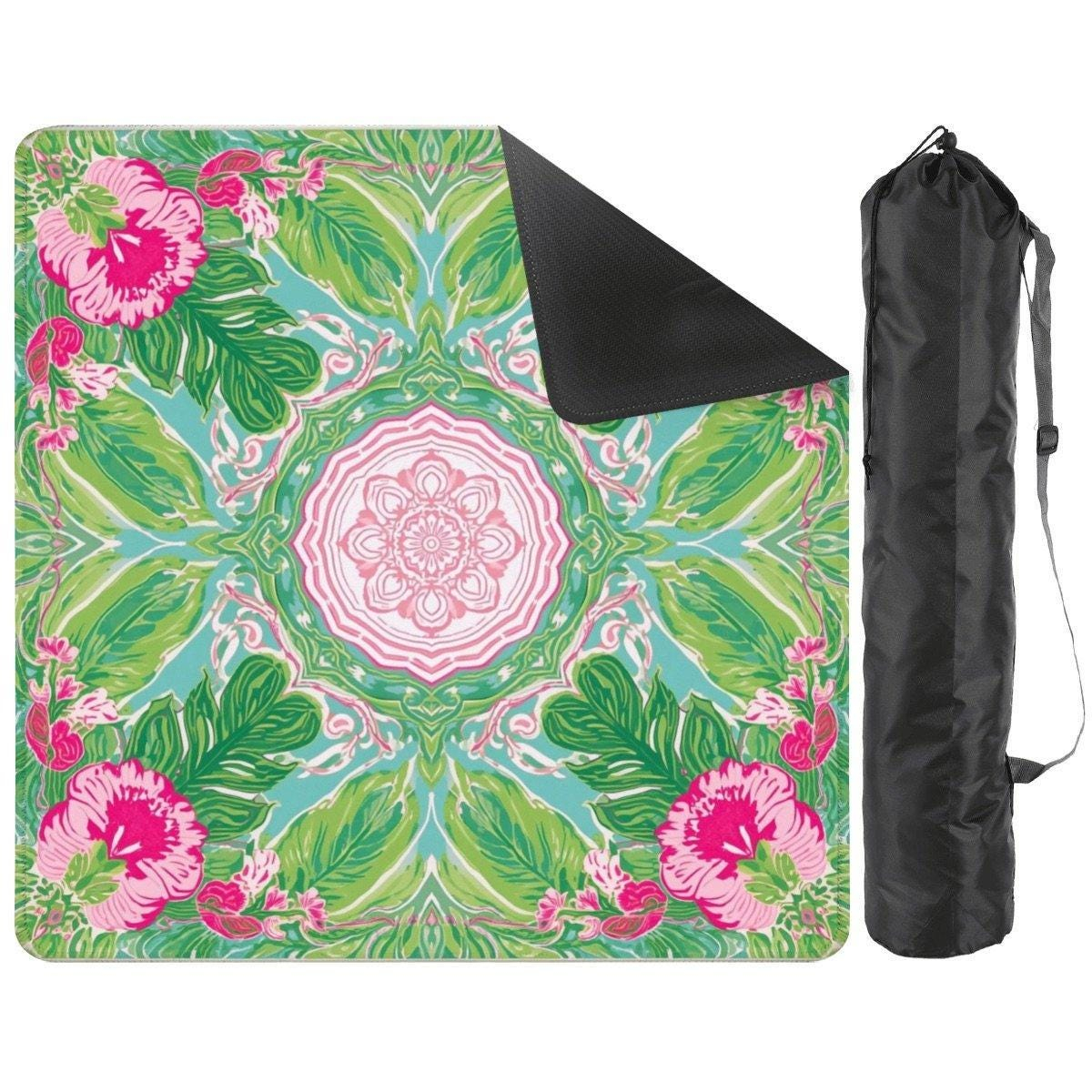 Green Pink Paradise Mahjong Mat by Mahjong At Four