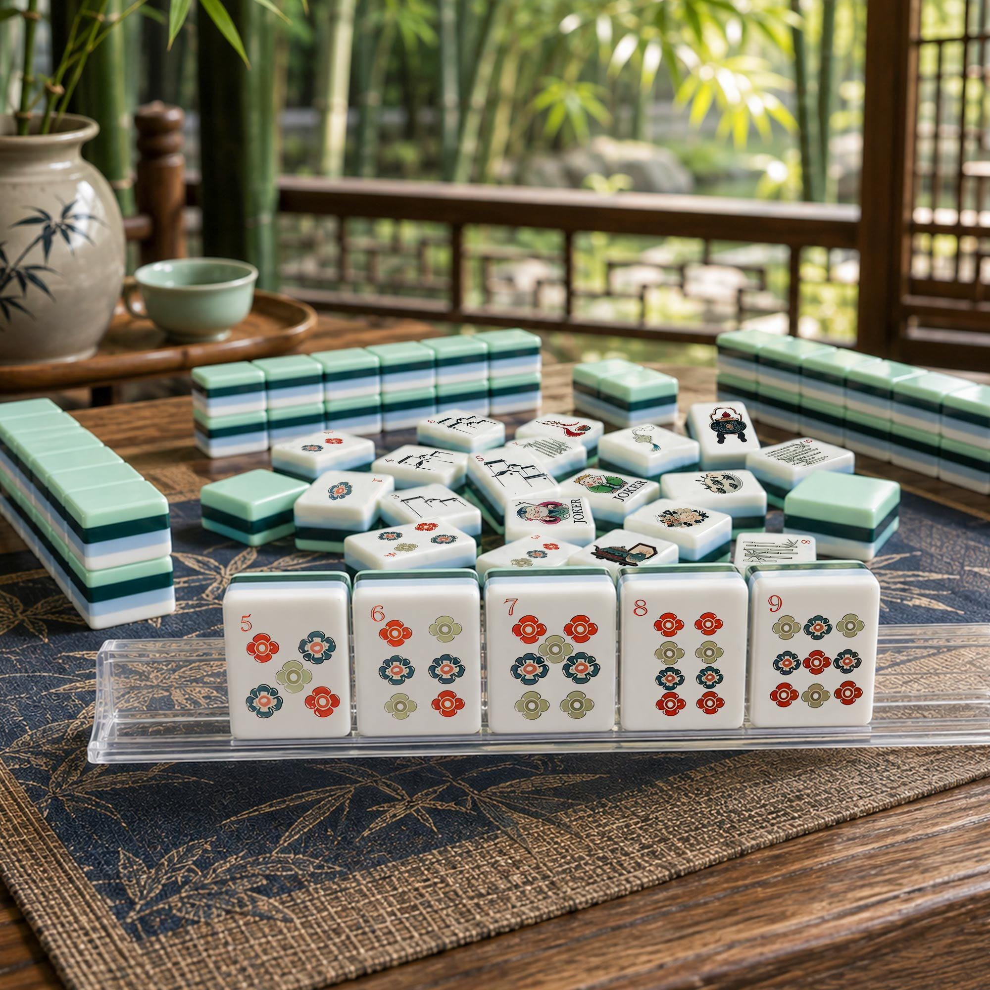 Mint Green Chinese Garden Mahjong Tiles product view 5