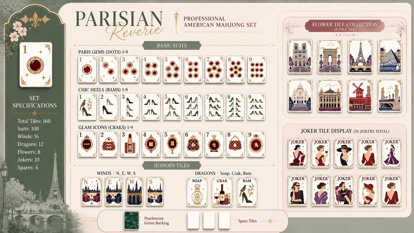 Parisian Reverie Mahjong Tiles product view 6