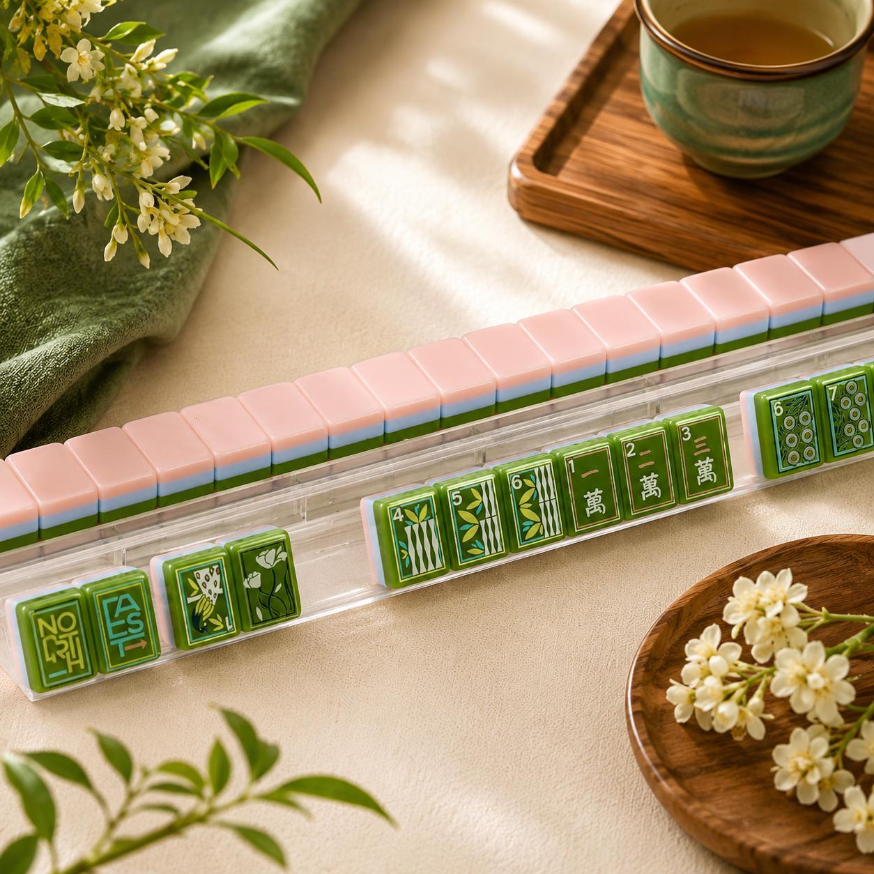 Jade Green Botanical Mahjong Tiles product view 4