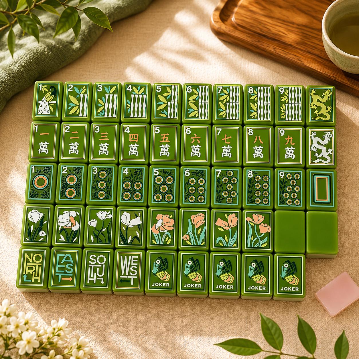 Jade Green Botanical Mahjong Tiles product view 8