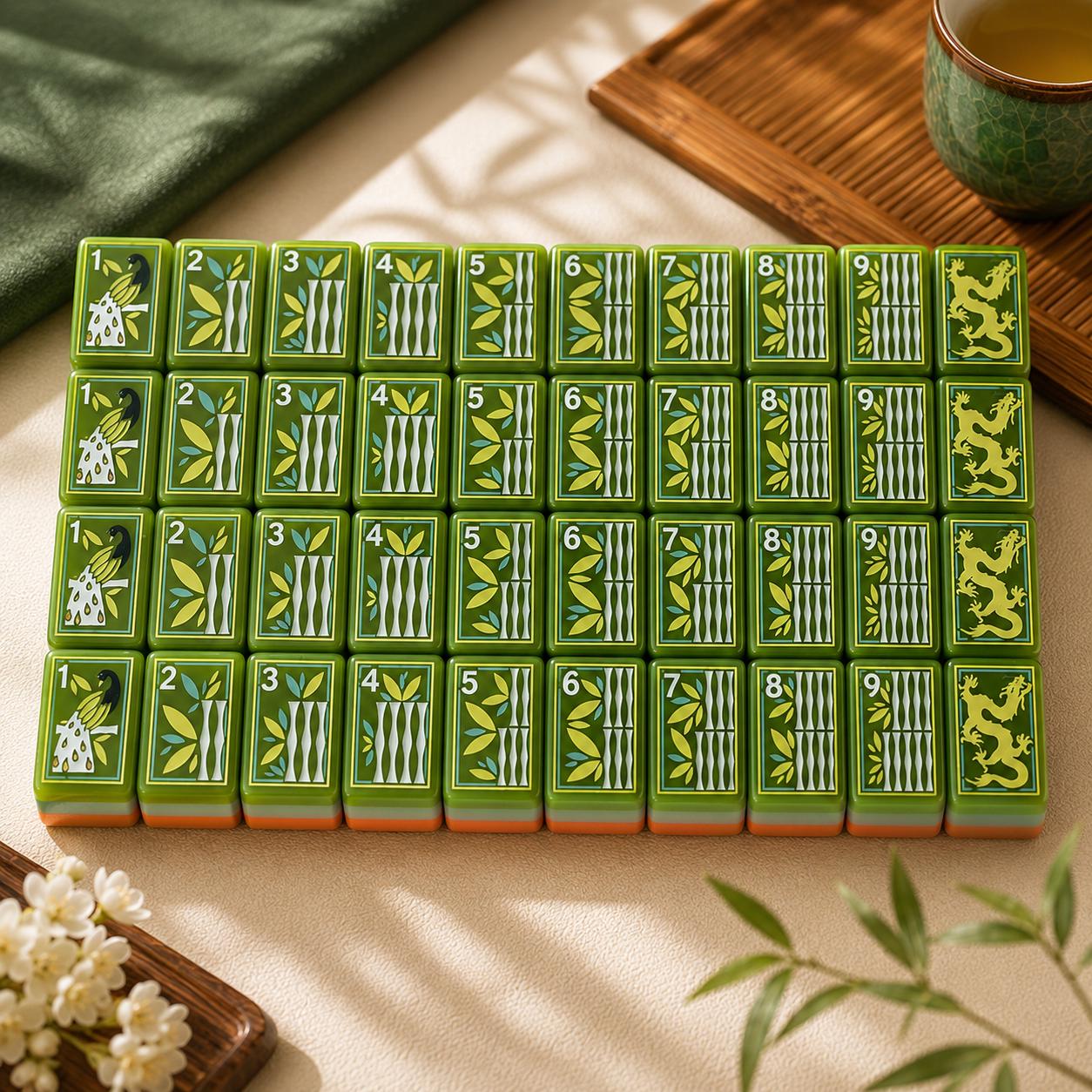 Jade Green Botanical Mahjong Tiles product view 5
