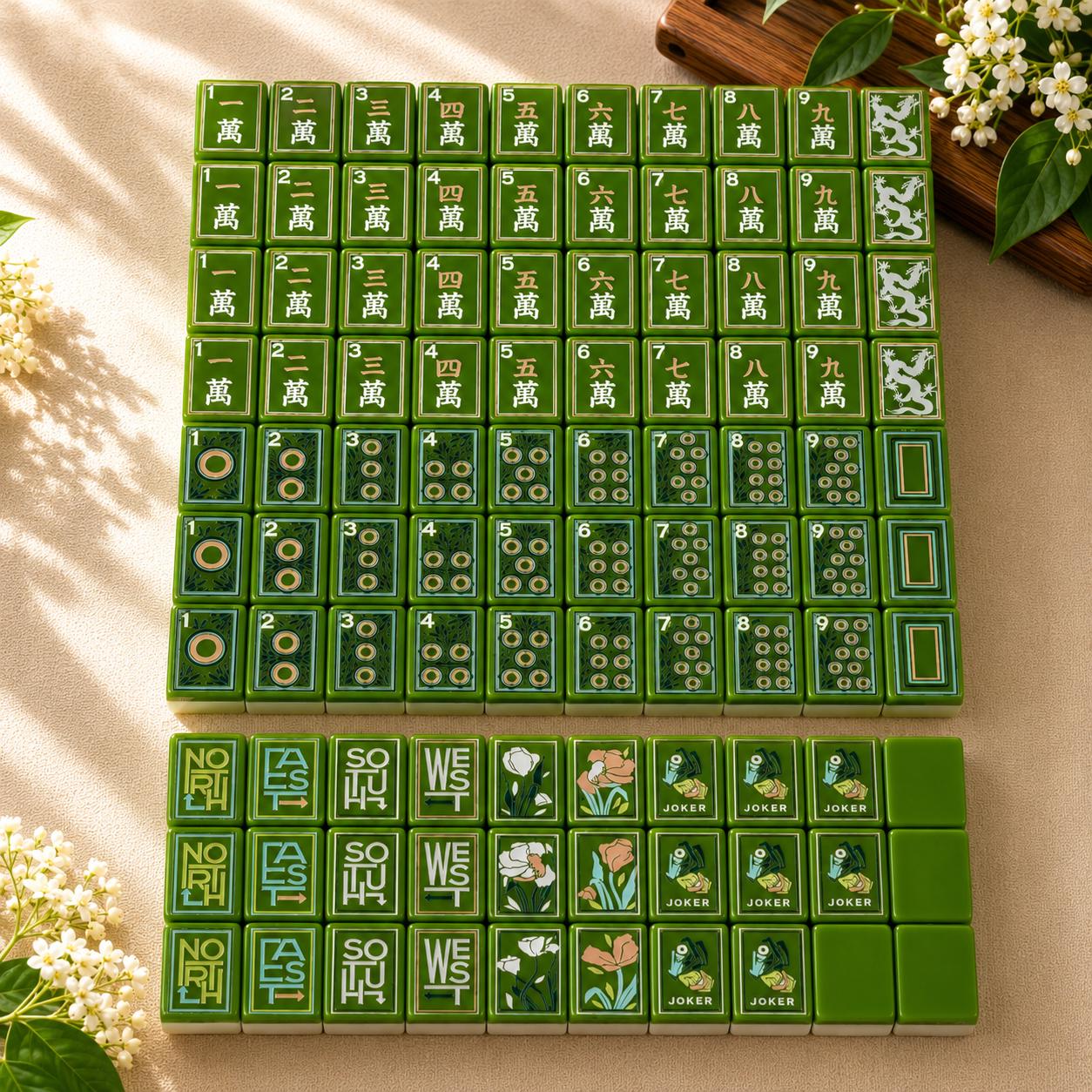 Jade Green Botanical Mahjong Tiles product view 2