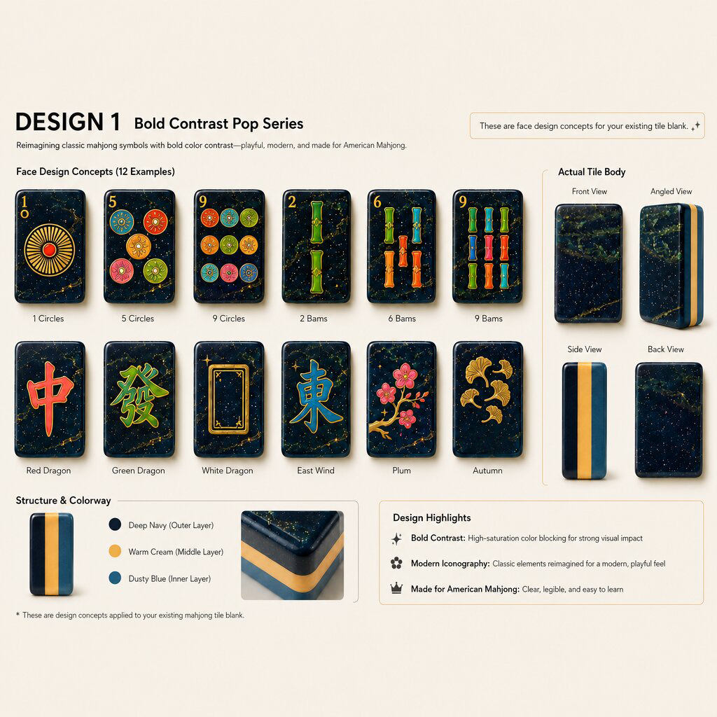 Midnight Dynasty American Mahjong Tiles product view 4