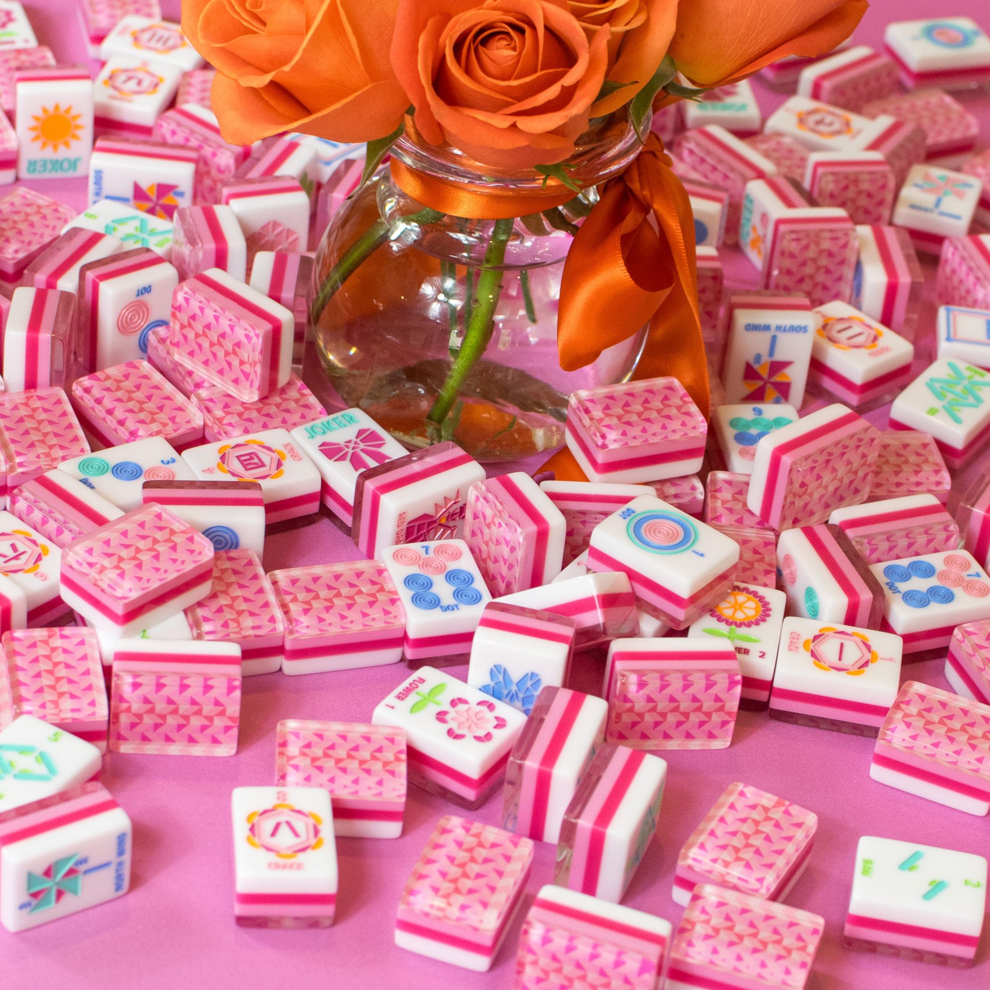 Pink Pop Mahjong Tiles by Mahjong At Four